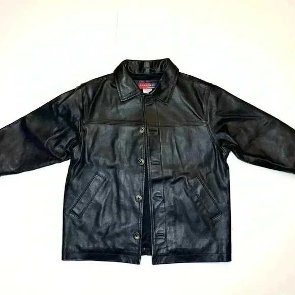 Gymsport Gymboree 100% Leather Dark Brown Fully Lined Jacket Youth 3 4 years M - Picture 1 of 9